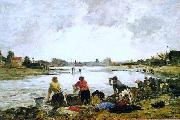 Eugene Boudin Lavadeiras nas margens do rio Touques Germany oil painting artist